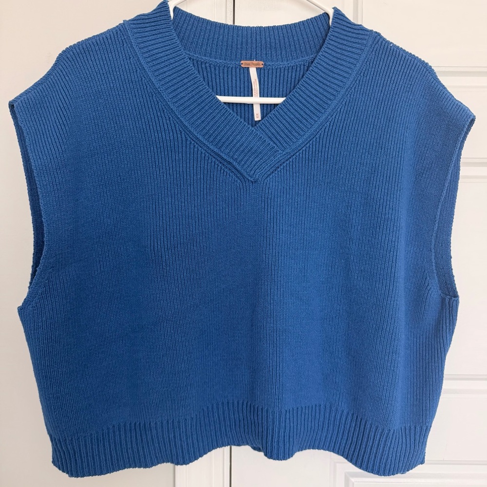Free People V-Neck Blue Sweater - Picture 2 of 5